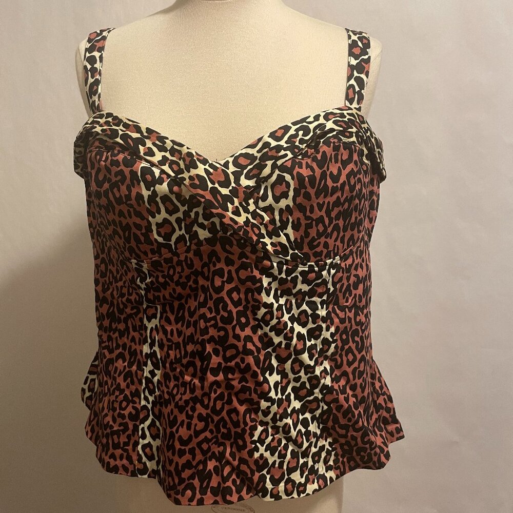 Pinup Girl Couture Deadly Dames Leopard Halter Women's Size 2XL